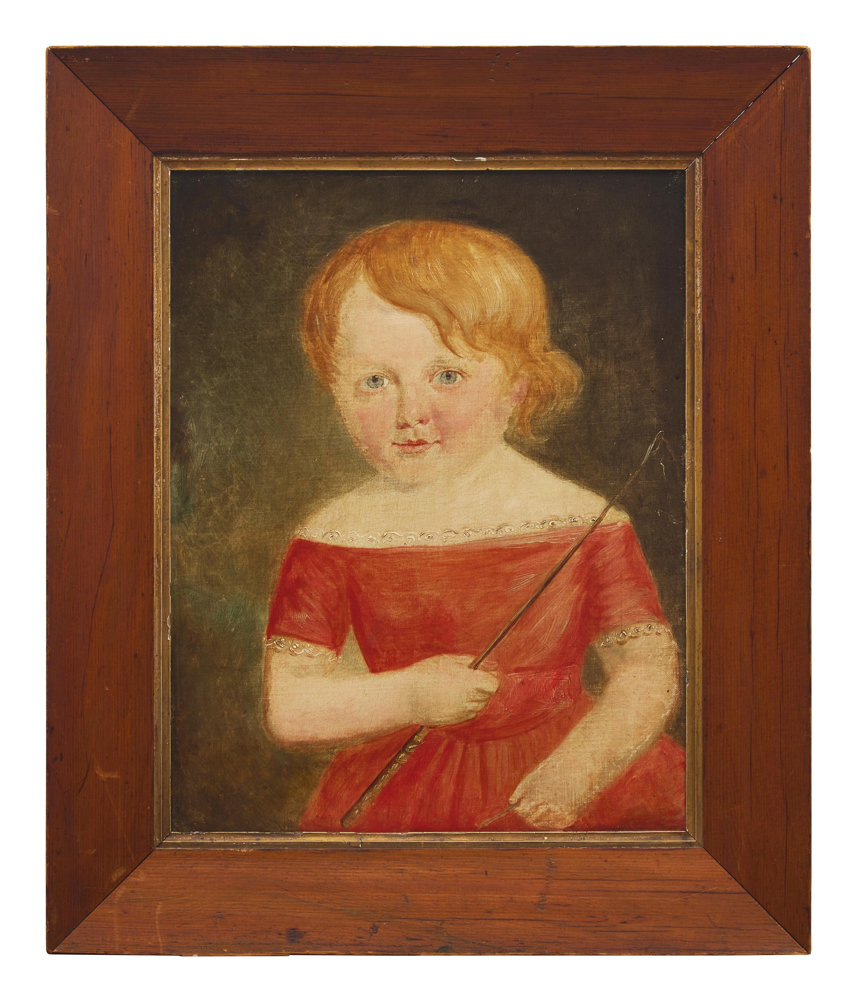 American School 19th Century, A Portrait of a Boy with a Whip