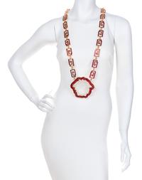 A Gianni Versace Runway Red Enamel Greco Link Belt/Necklace, Belt: 56" x 1"; Pendant: 3.5" x 3.25".