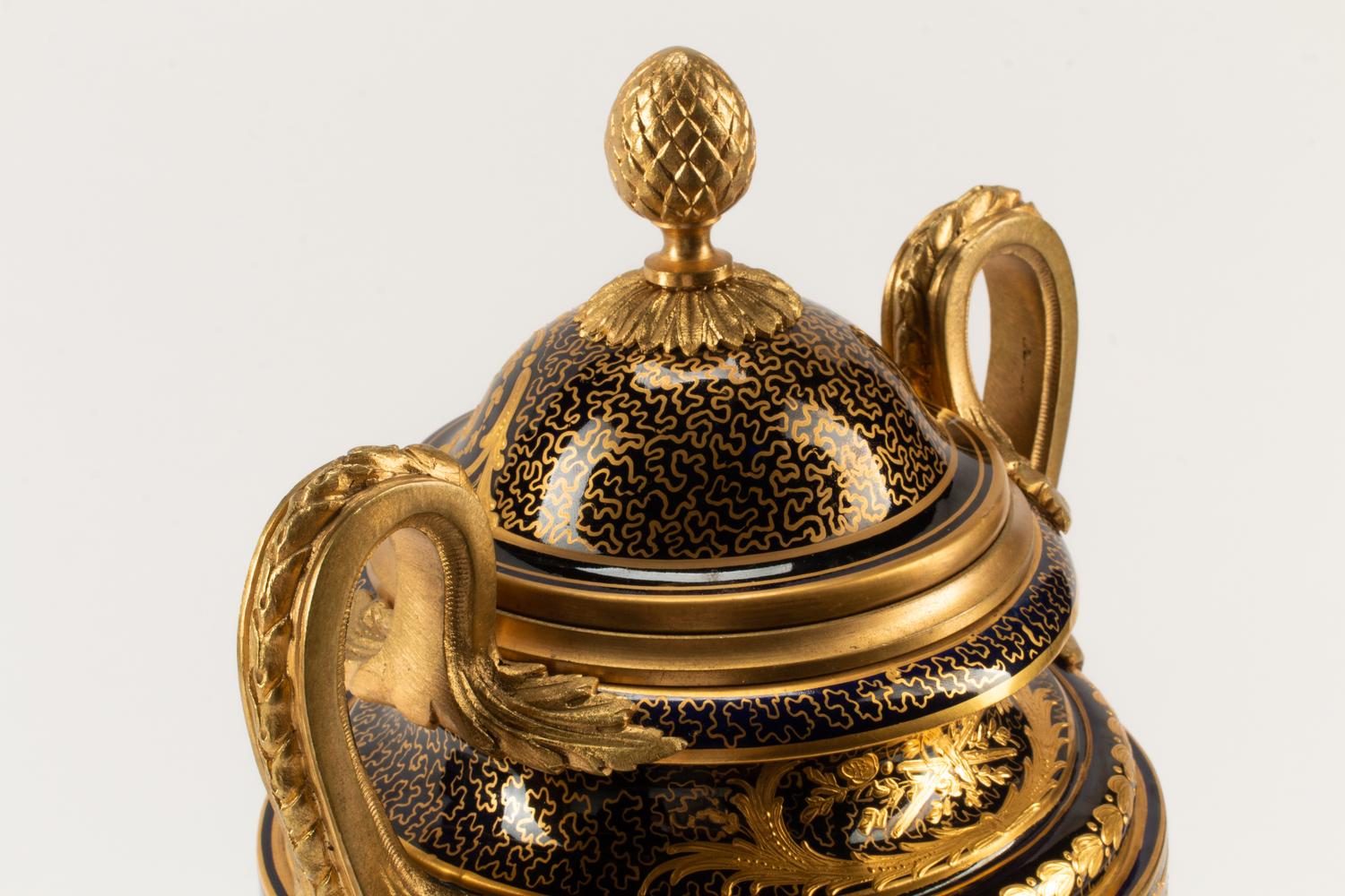A Gilt Bronze Mounted Sèvres Style Porcelain Urn and Cover, 19th Century