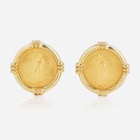 A Pair of 14K Yellow Gold Coin Earrings