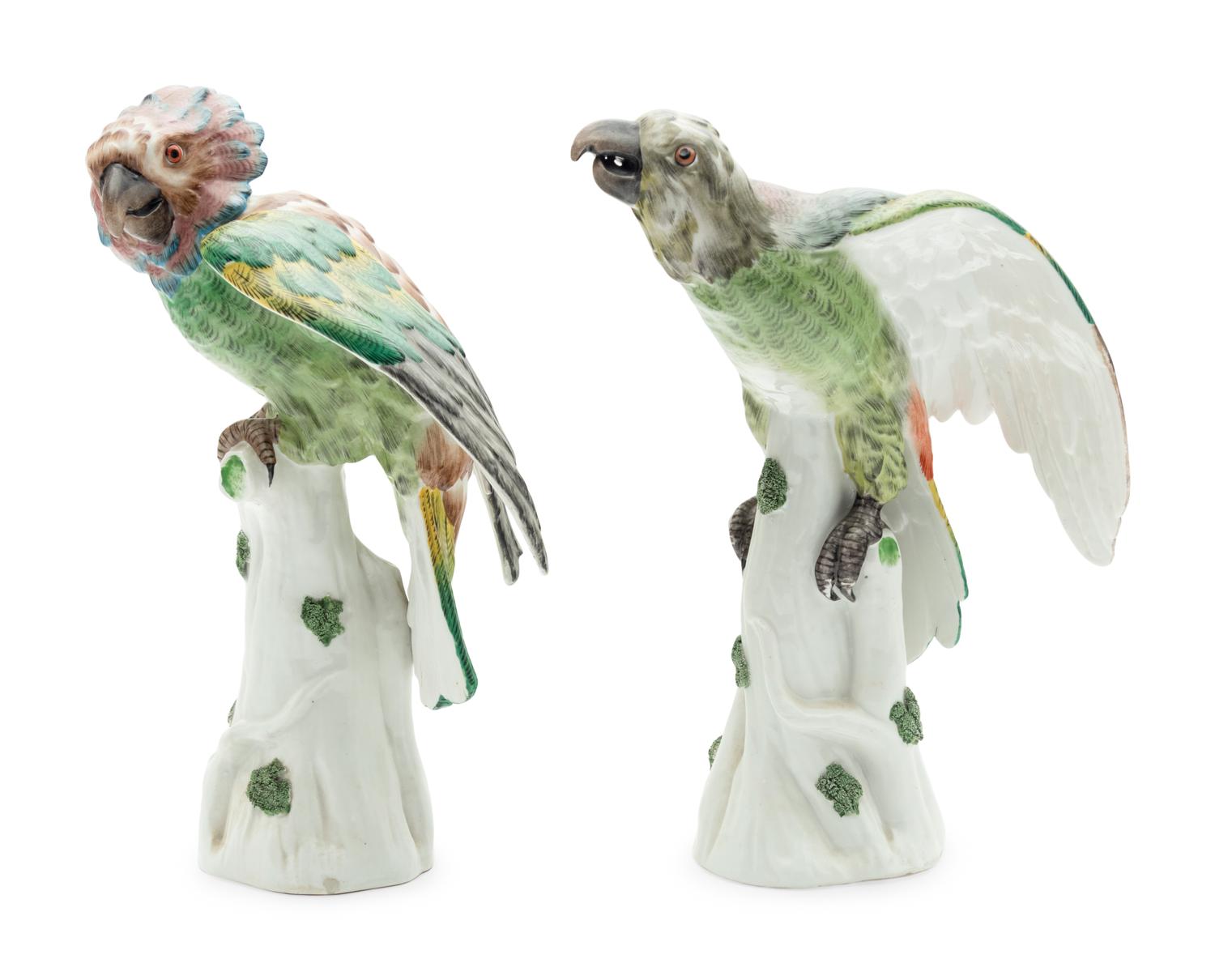 A Pair of French Porcelain Bird Ornaments
