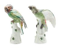A Pair of French Porcelain Bird Ornaments