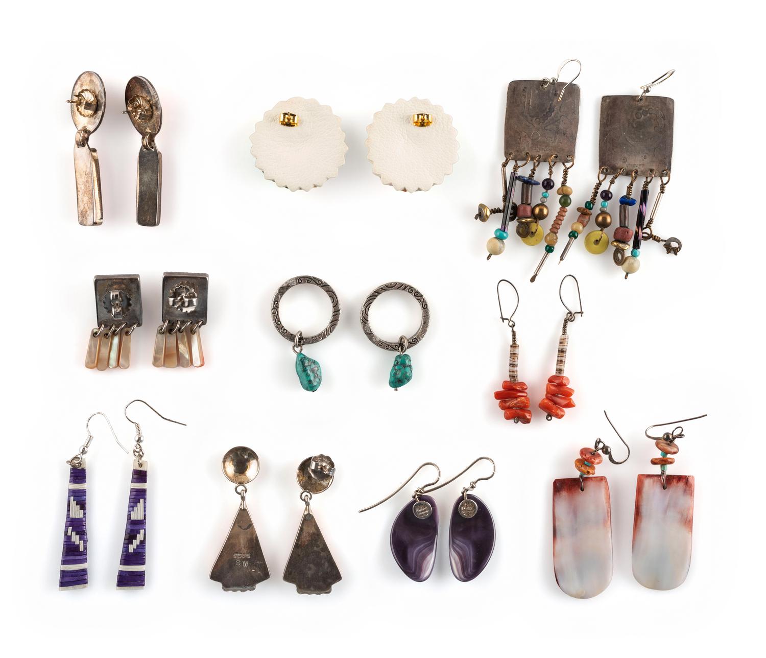 Southwestern and Plains Colorful Hook and Post Earrings