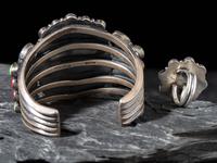 Silver and Multistone Cluster Cuff Bracelet, PLUS