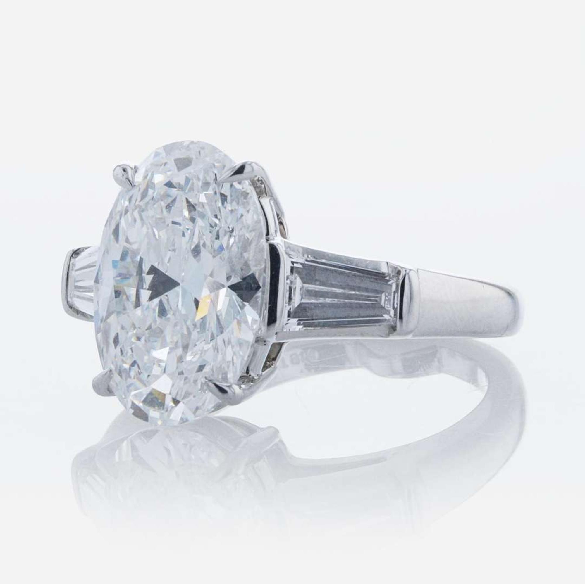 A Diamond and Platinum Tiffany & Co. Ring 5.13 Carat Oval-Cut Diamond, GIA Certified