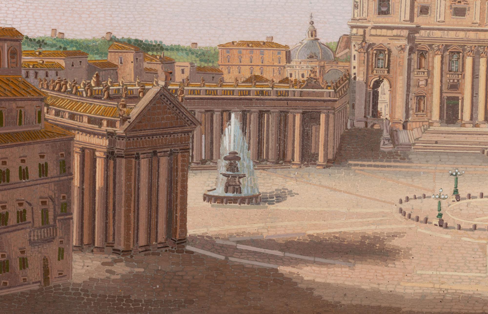 A Large Italian Micromosaic Plaque of Piazza San Pietro