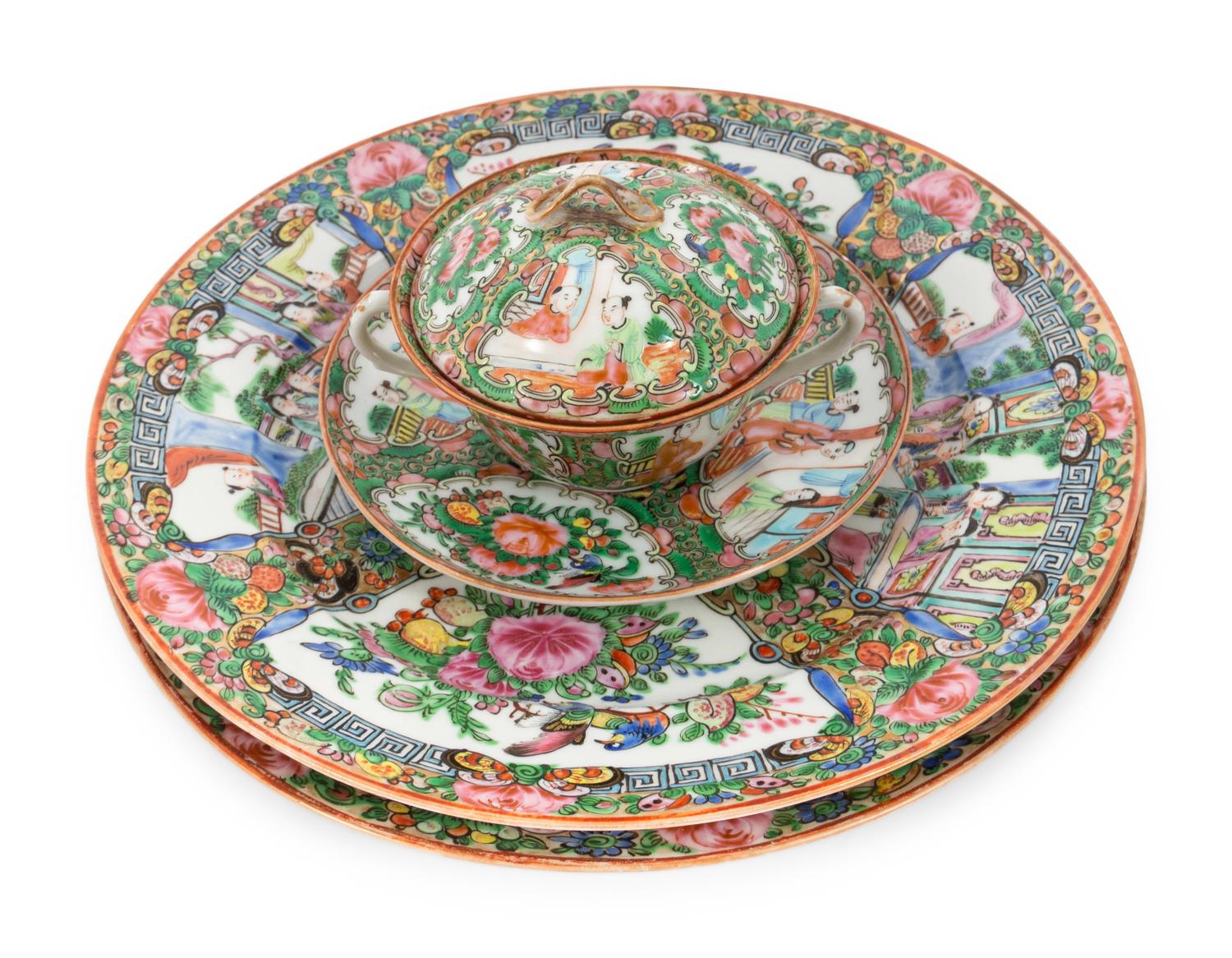 A Chinese Rose Medallion Tea Service