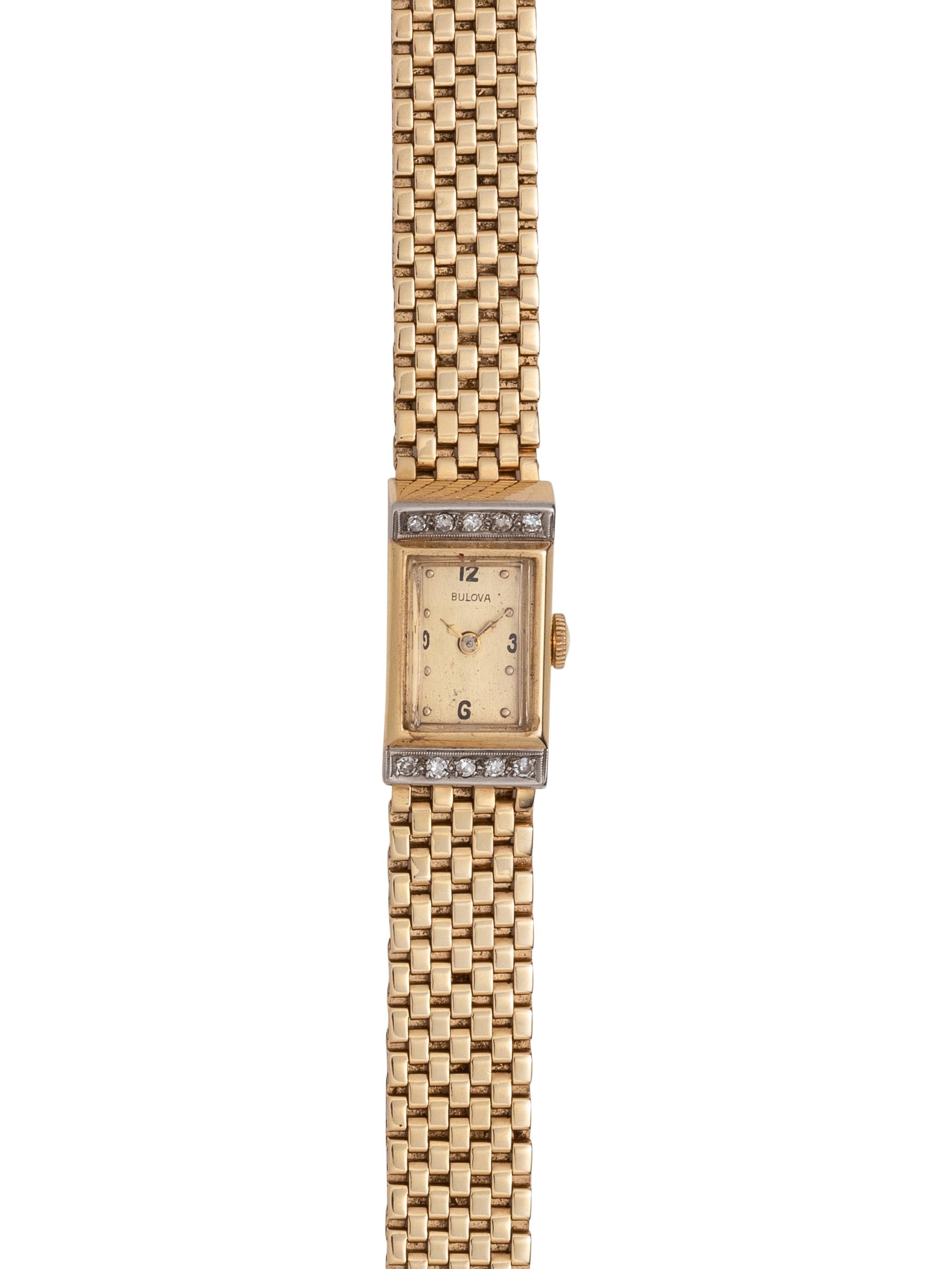 BULOVA, 14K YELLOW GOLD AND DIAMOND WRISTWATCH