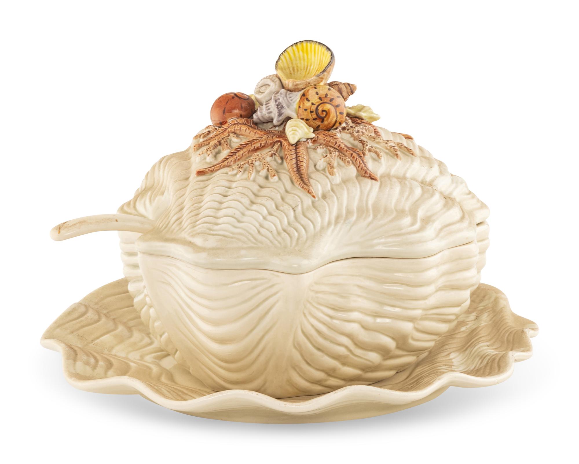 A Group of Fitz and Floyd Seashell-Themed Ceramic Articles