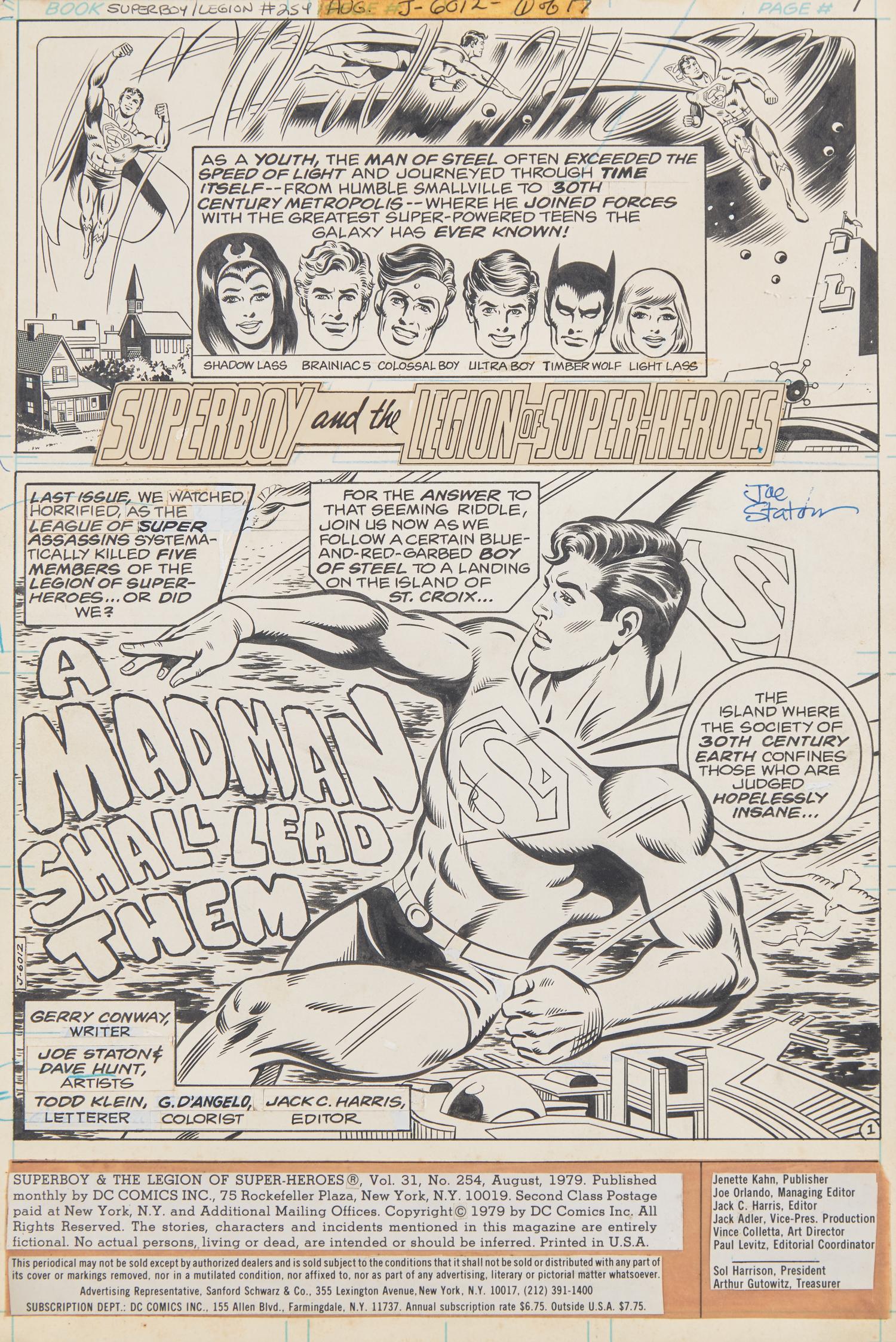 Staton, Joe, and Dave Hunt. Original Art for "Superboy and the Legion of Super-Heroes"