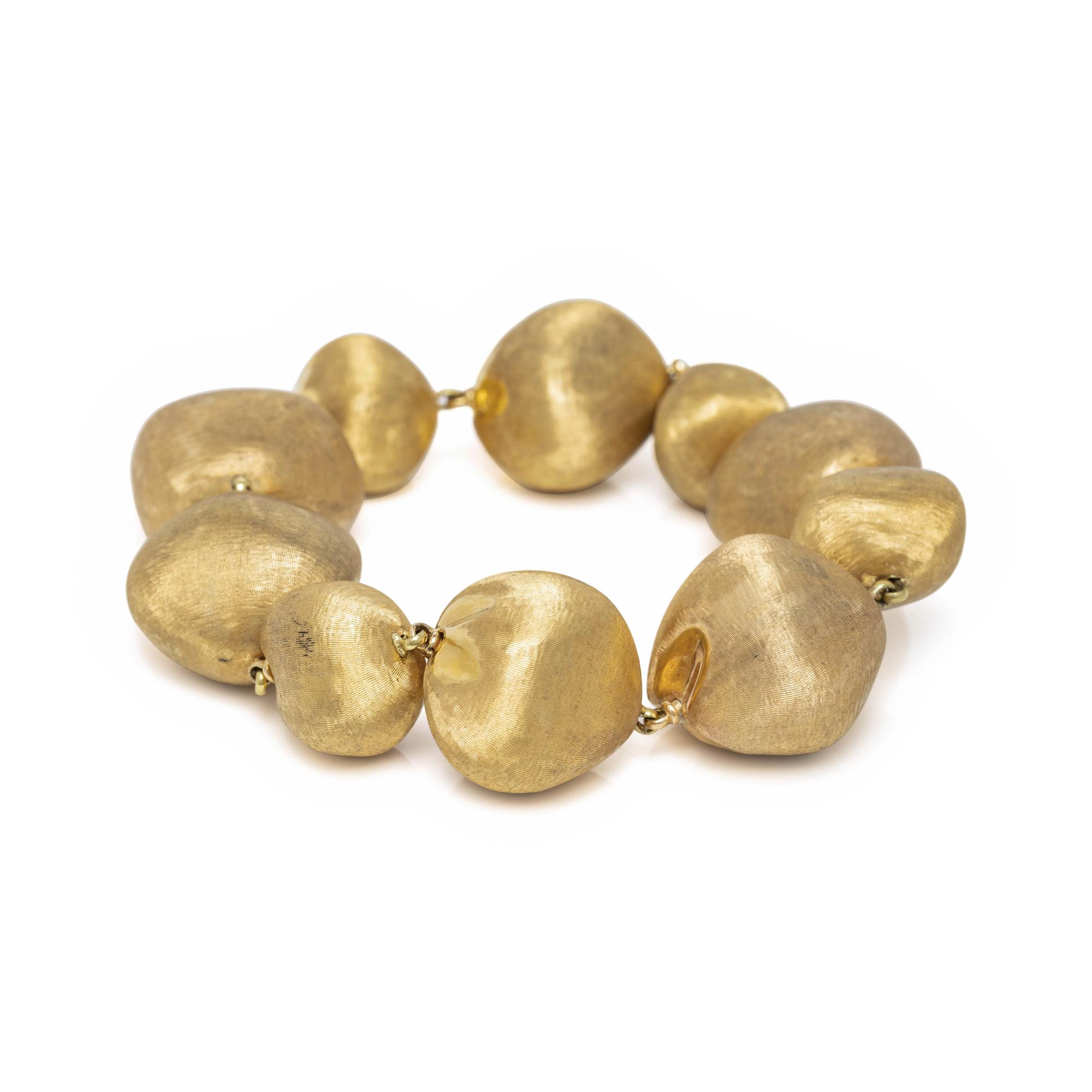 YELLOW GOLD BRUSHED HOLLOW BEAD CONVERTIBLE NECKLACE