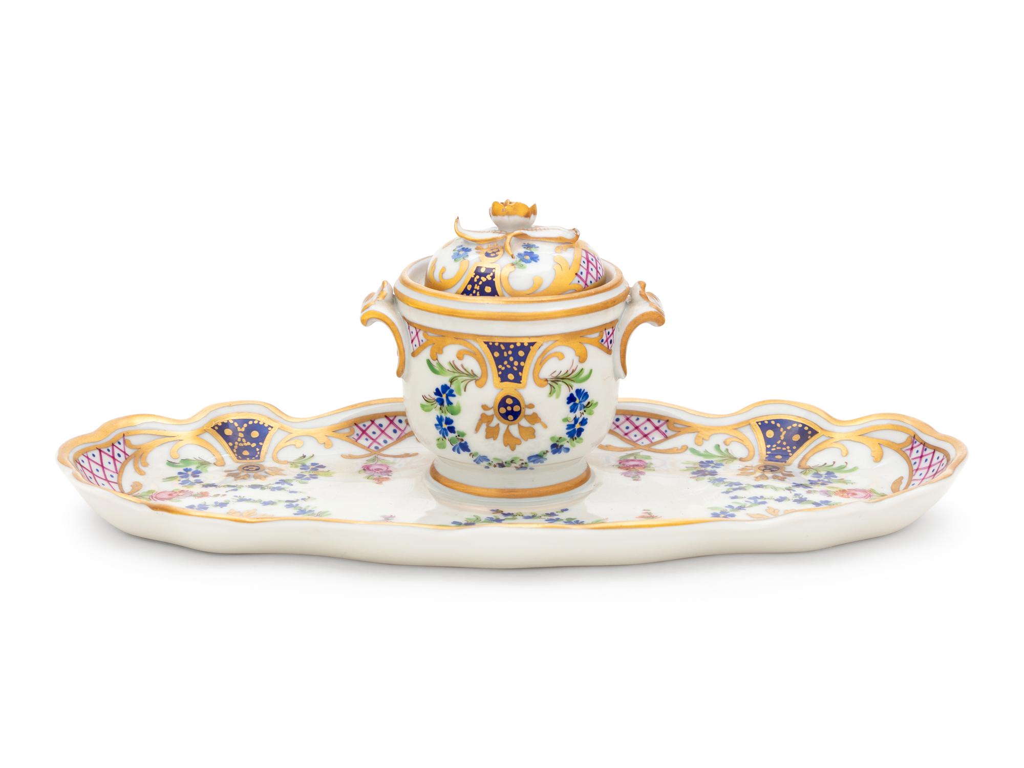 A Dresden Porcelain Inkwell
