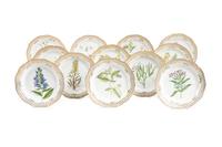 A Set of Twelve Royal Copenhagen Flora Danica Porcelain Reticulated Plates