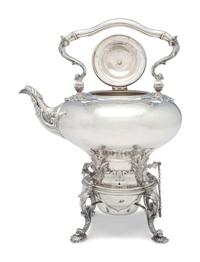 An American Coin Silver Teapot on Stand