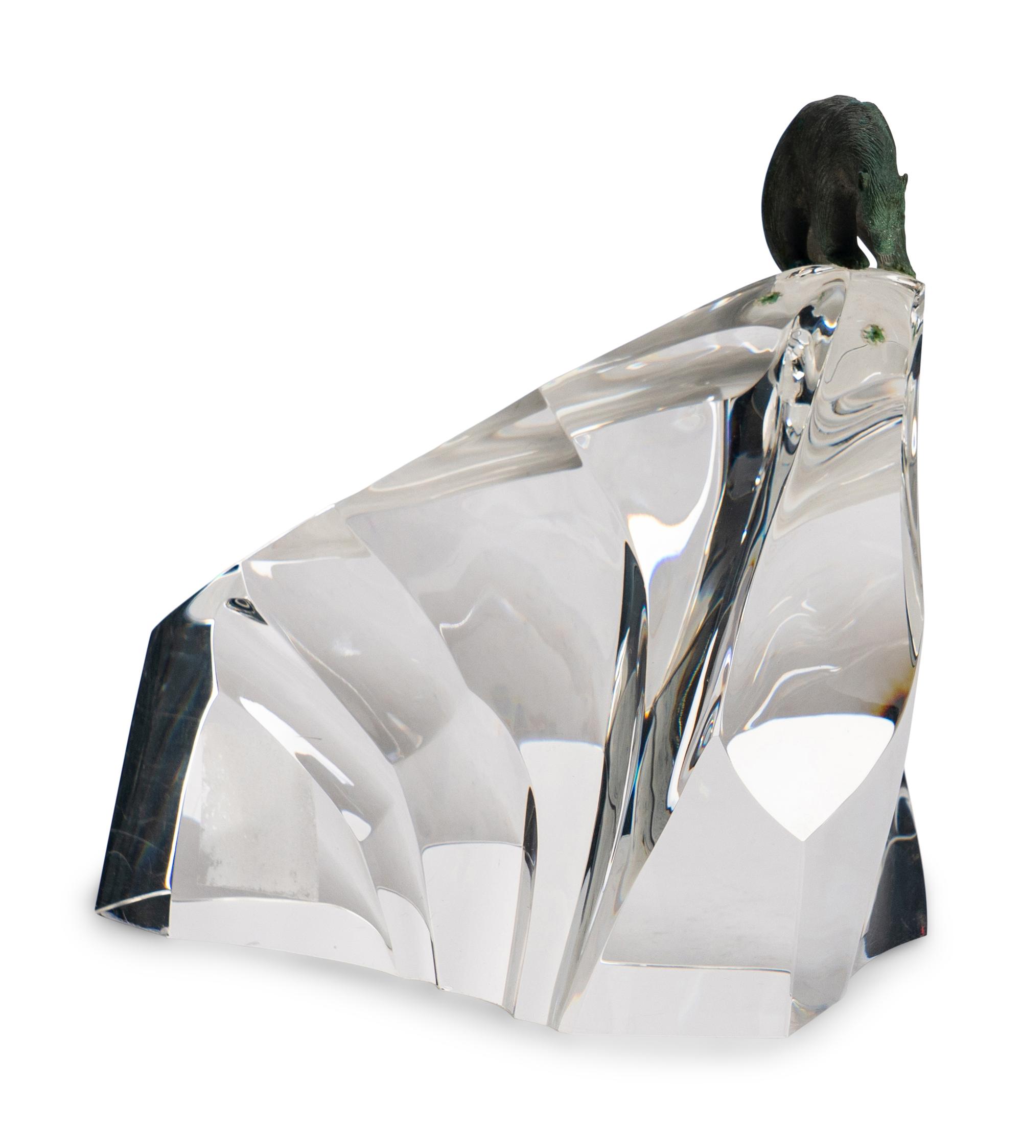 A Steuben Glass and Silver Ice Bear Sculpture