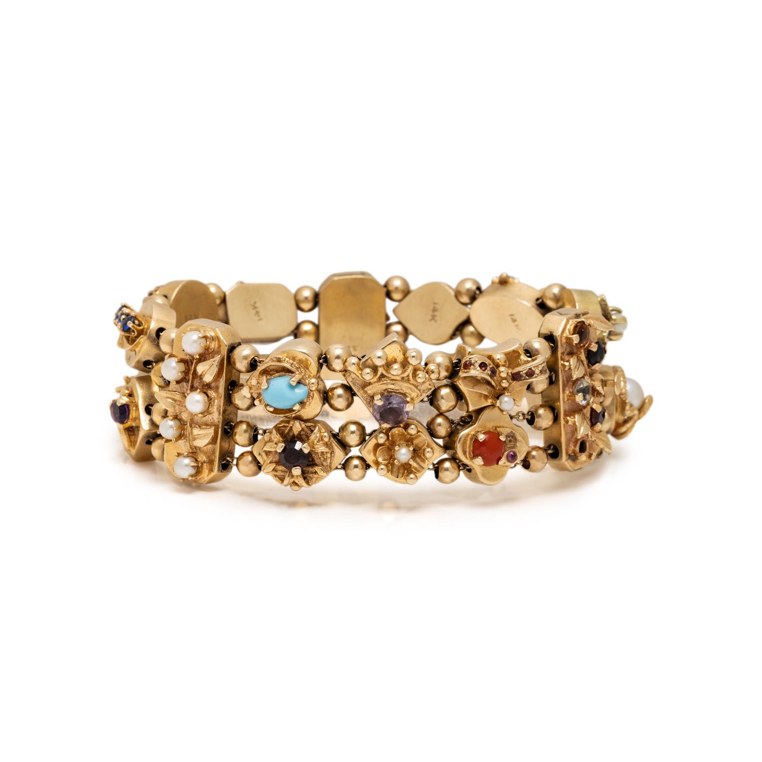 VICTORIAN, DOUBLE SLIDE CHARM BRACELET