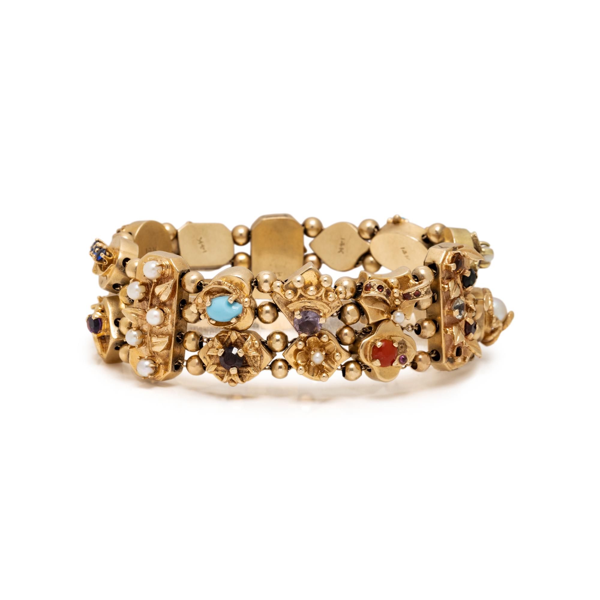 VICTORIAN, DOUBLE SLIDE CHARM BRACELET