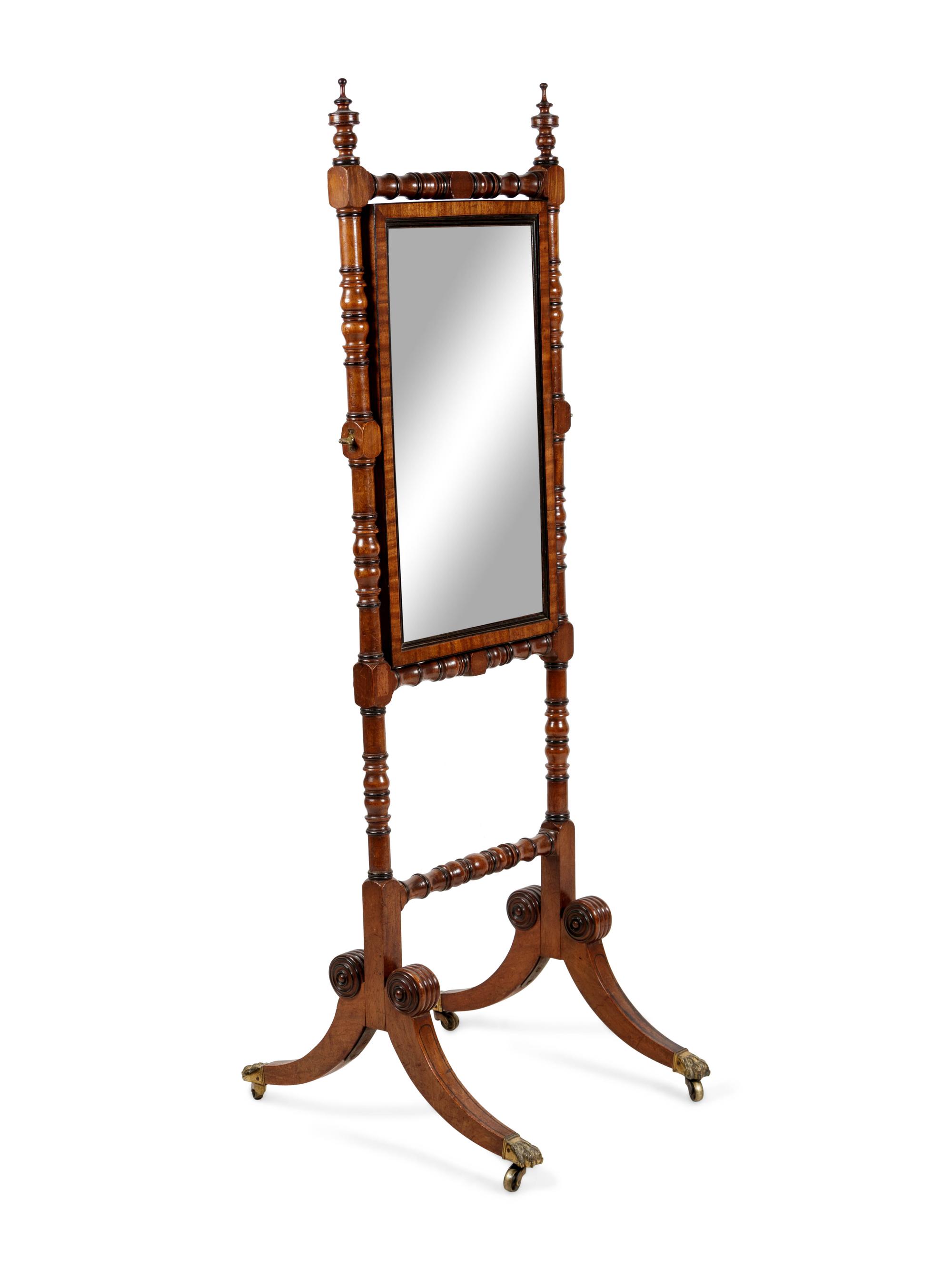 A Regency Mahogany Cheval Mirror