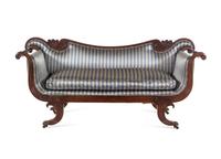 A George IV Brass Mounted Carved and Figured Mahogany Sofa