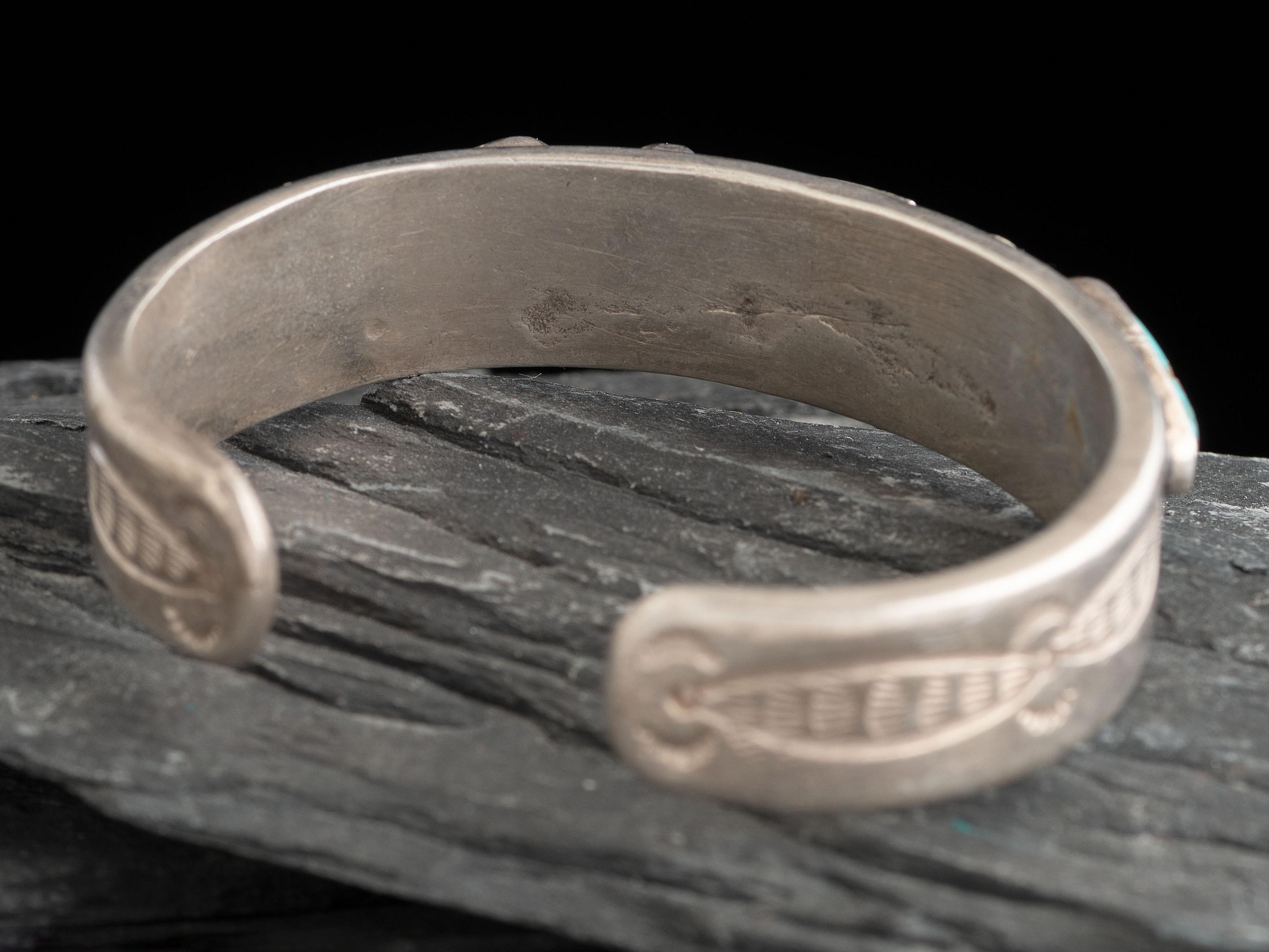 Navajo Ingot and Turquoise Cuff Bracelet