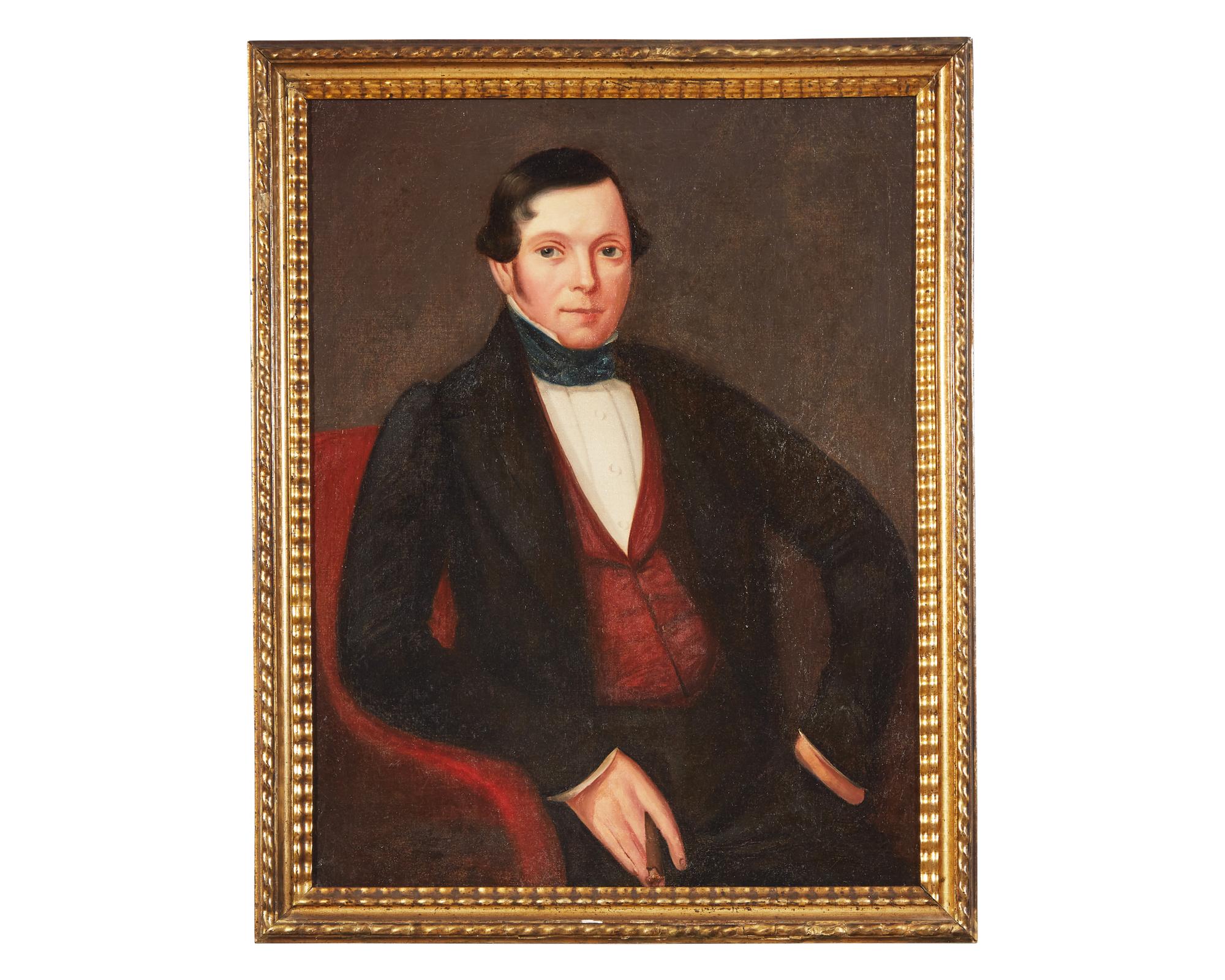 American School 19th century, Portrait of a Seated Gentleman with Cigar