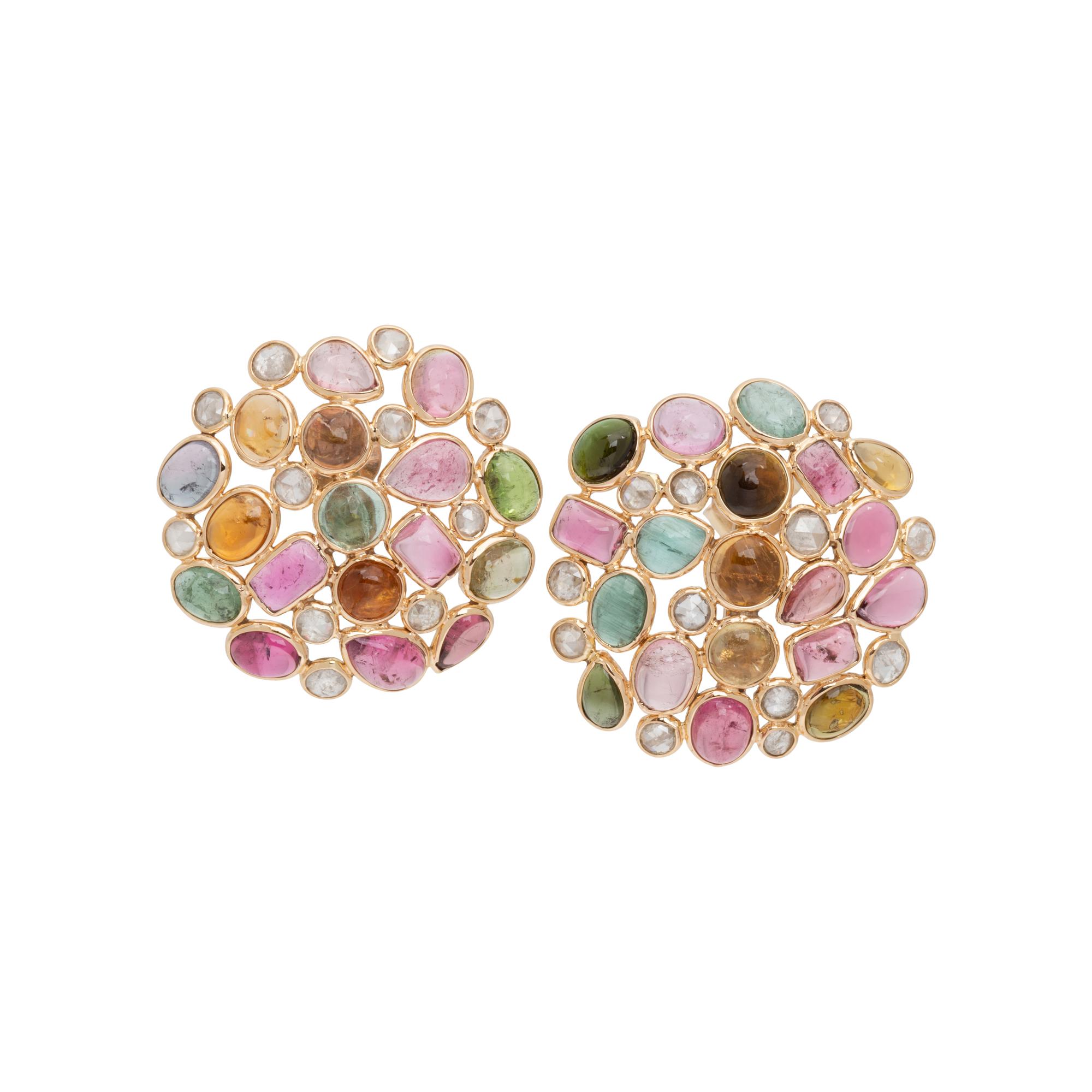 MULTICOLOR TOURMALINE AND DIAMOND EARRINGS