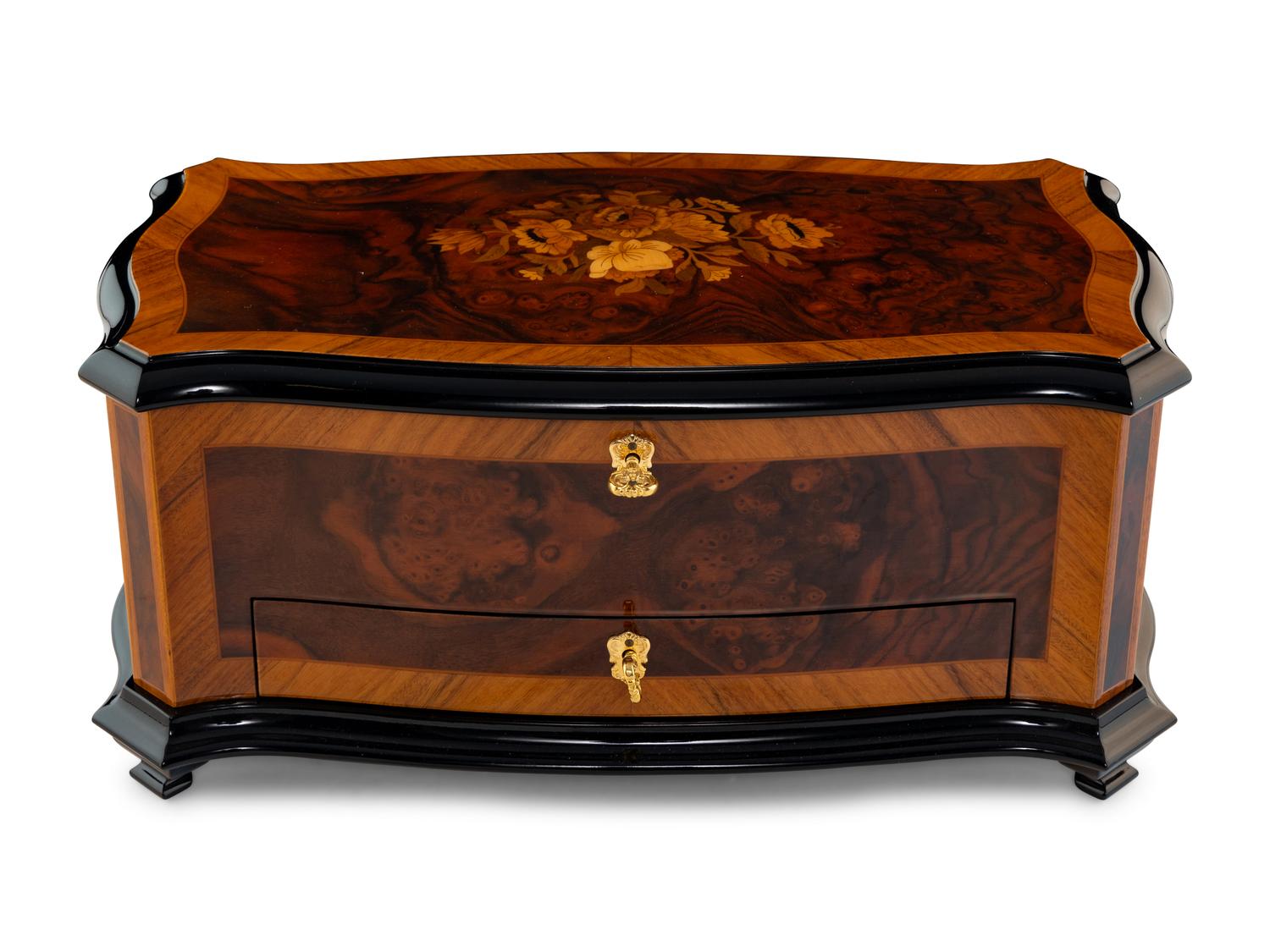 A Swiss Marquetry Cylinder Music Box