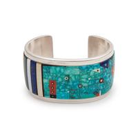 Silver Cuff with Mosaic Inlay Lot is located and will ship from Denver, Colorado
