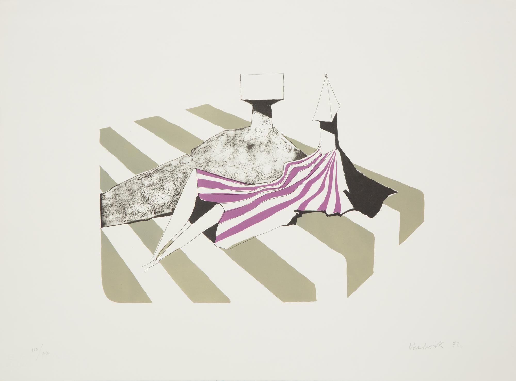 Two Seated Figures on Green Stripes , 1972