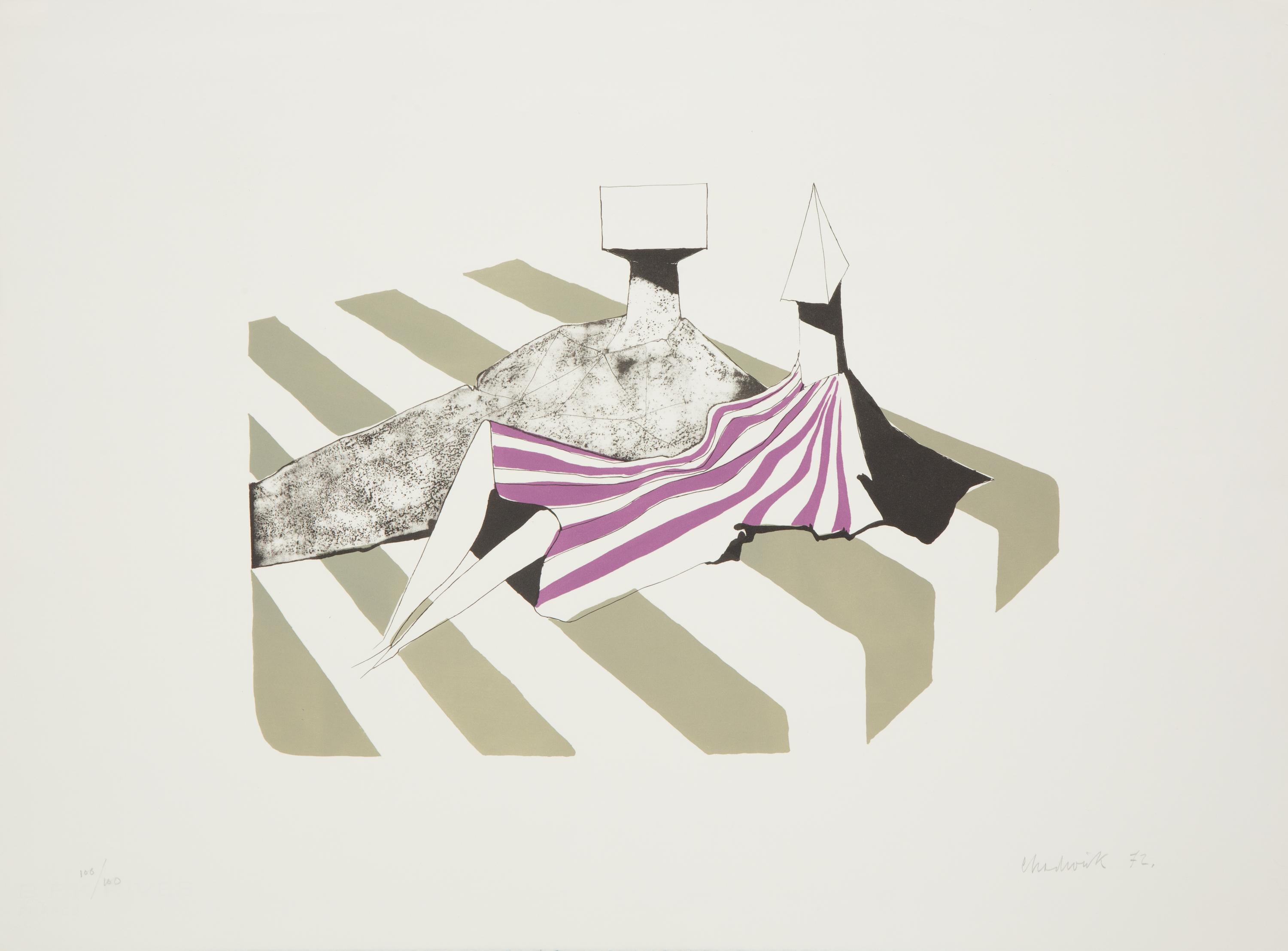 Two Seated Figures on Green Stripes , 1972