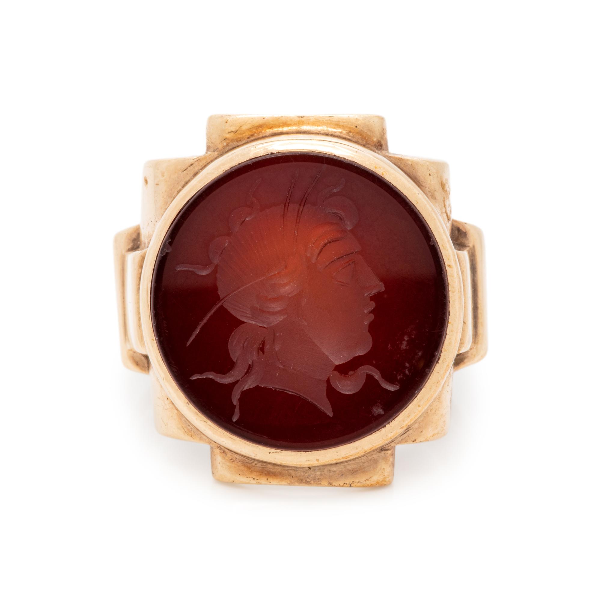 YELLOW GOLD AND SARD INTAGLIO RING