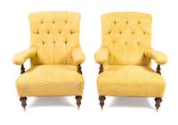 A Pair of Regency Style Library Chairs Height 40 x width 31 x depth 34 1/2 inches. — 20TH CENTURY