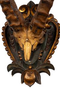 A Taxidermy Ibex Antler Mount