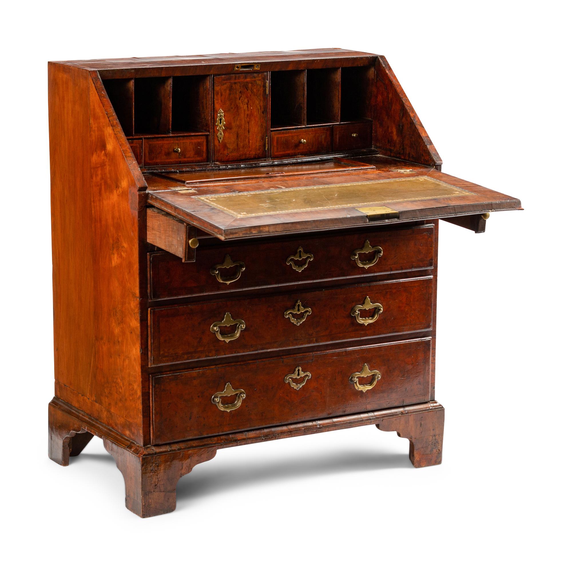 A George II Walnut Slant-Front Desk