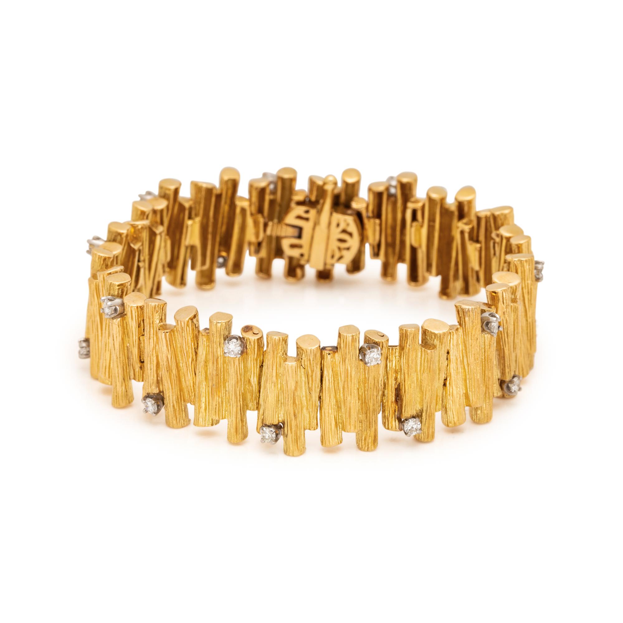 MODERNIST, YELLOW GOLD AND DIAMOND BRACELET