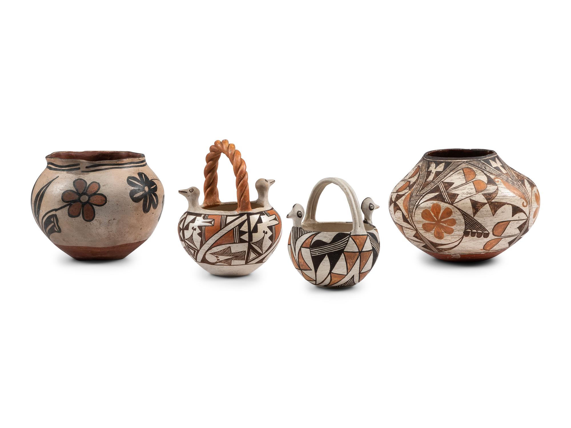 Kewa and Acoma Polychrome Pottery Jars