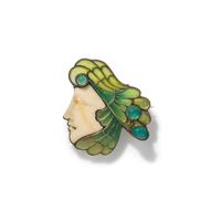 HEINRICH LEVINGER, JUGENSTIL, SILVER, CHRYSOPRASE AND PLIQUE-A-JOUR BROOCH