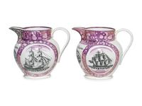 A Pair of Sunderland Luster Inscribed Jugs, Possibly for Marriage