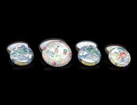 Four Chinese Canton Enamel on Copper Covered Boxes