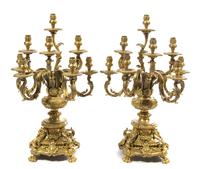 A Pair of Napoleon III Gilt Bronze Eight-Light Candelabra Height 30 1/4 inches. — LATE 19TH CENTURY