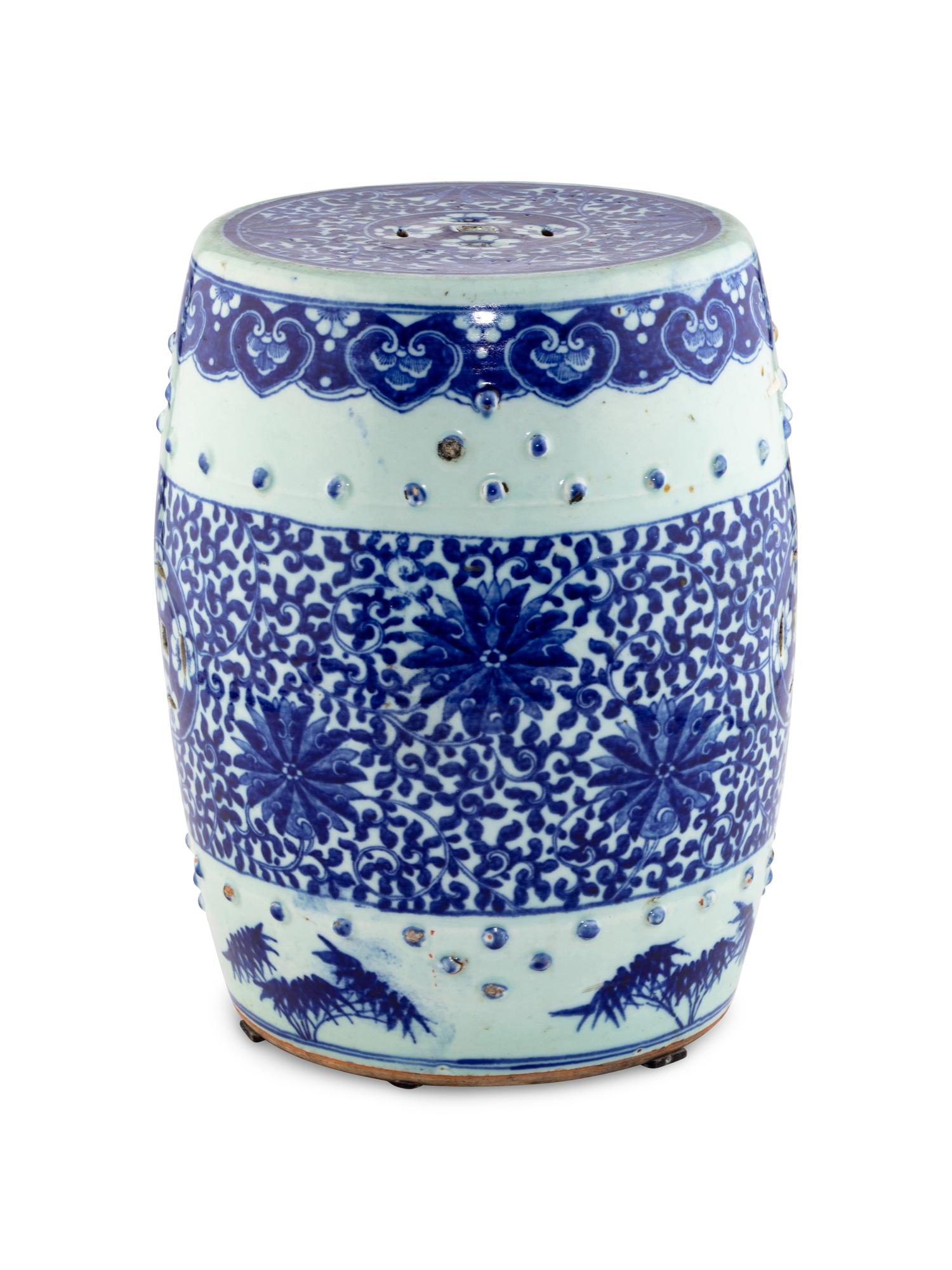 A Chinese Blue and White Porcelain Garden Stool