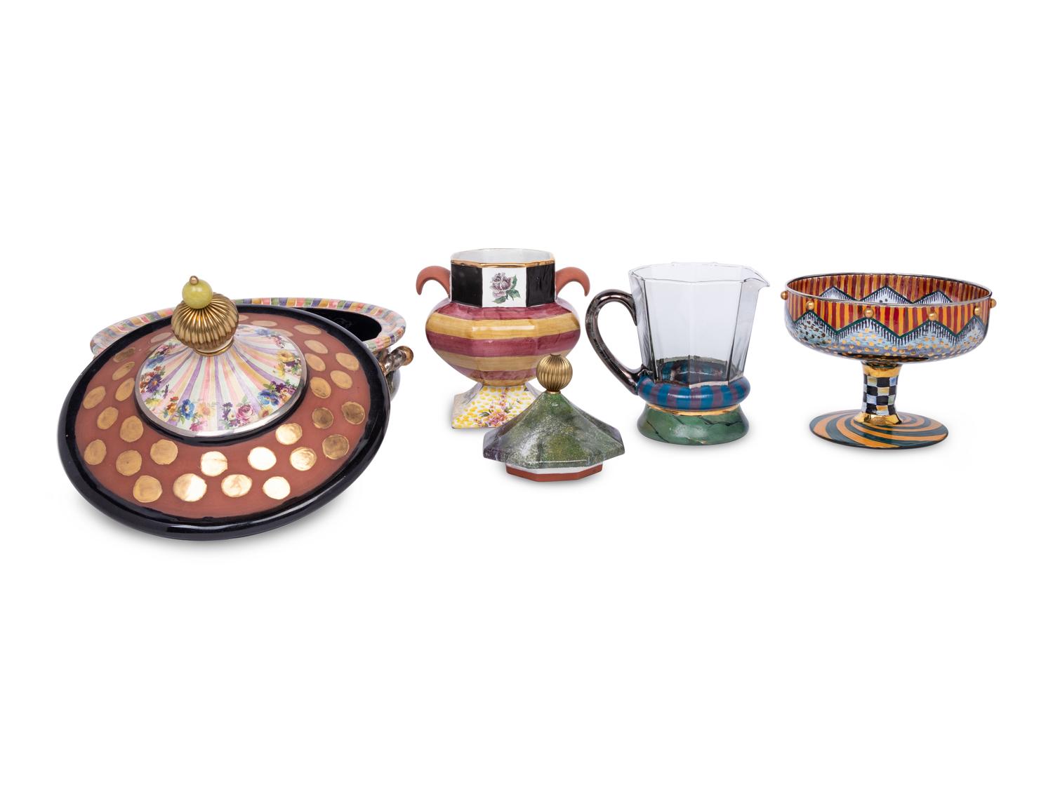 A Group of MacKenzie-Childs Glass and Ceramic Serving Articles