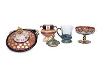 A Group of MacKenzie-Childs Glass and Ceramic Serving Articles