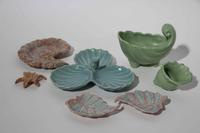 A Group of Seven Haeger Pottery Table Articles Width of widest 9 inches.