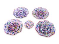 A MacKenzie-Childs Molten Confetti Glass Dessert Service