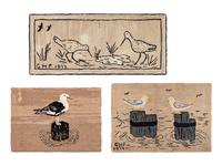 Three Contemporary Hooked Rugs with Birds