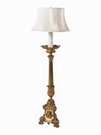A Continental Gilt Bronze Floor Lamp
