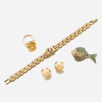 A collection of gold and gem-set jewelry