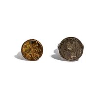 Two European Gold and Silver Heraldic Signet Rings