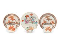 Three Chinese Porcelain Cups and Saucers